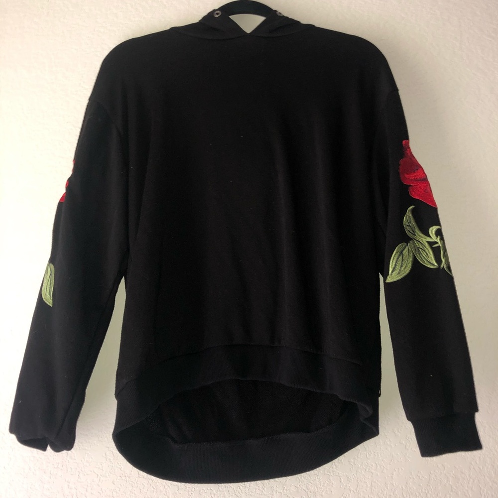 Angel Kiss black hoodie with embroidered roses